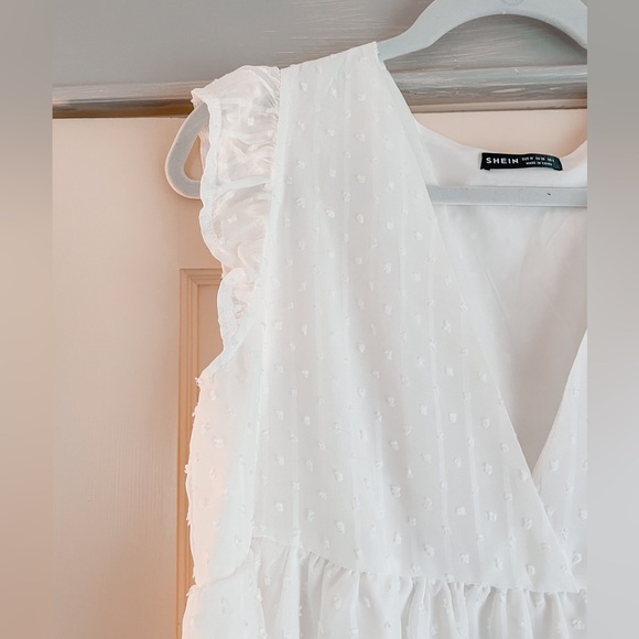 ⭐️NWOT: She-in White Chiffon Polka-Dot Dress⭐️ - Picture 3 of 5